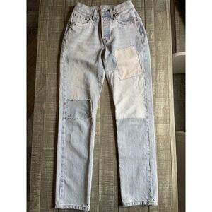 Levi's 501 Anniversary Patchwork Jeans 24x32 Custom Denim Y2K Look Women's Levi